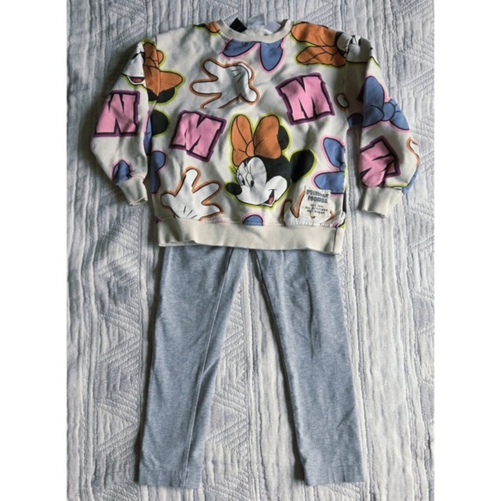 Disney Minnie Mouse Sweatshirt & Hanna Andersson Leggings Outfit Set Girls 4–5